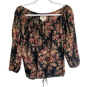 Denim & Supply Ralph Lauren Black Floral Boho Blouse - XS